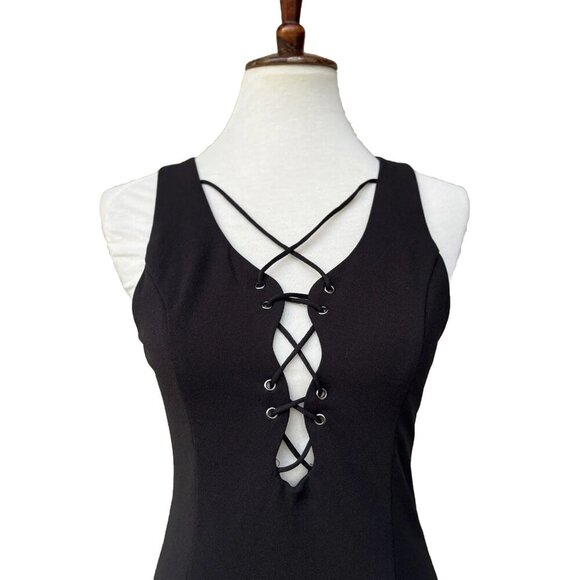 Tea & Cup Womens’s Black Lace Up Skater Mini Dress Size M - Picture 8 of 12